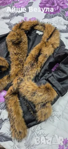 Черно зимно яке еко кожа еко пух Размер М Ново 150 лв., снимка 2 - Якета - 48481424