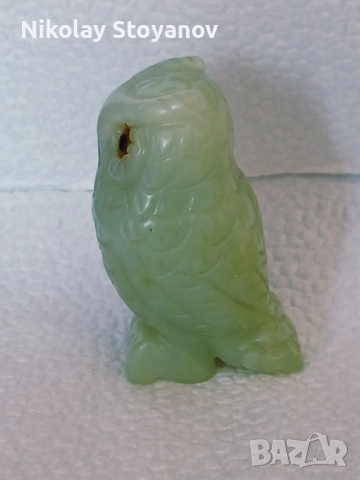 Фигурка на сова от нефрит, снимка 3 - Колекции - 51589708