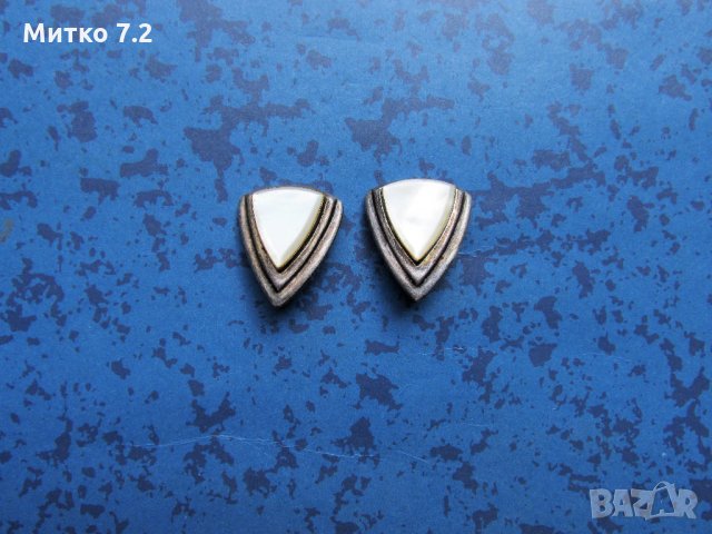 сребърни обеци със седеф, снимка 3 - Обеци - 26393626