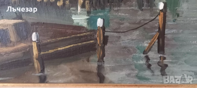 Маслена картина сцена от канал в Амстердам, снимка 8 - Картини - 52380424