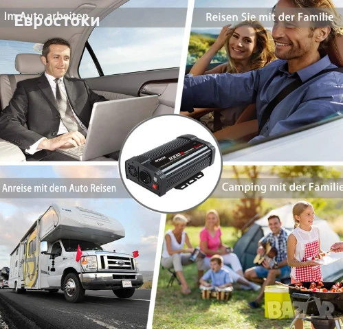 Инвертор NDDI POWER 1000 W преобразувател на напрежение 12 V към 230 V, 3.1 A двоен USB порт, снимка 5 - Аксесоари и консумативи - 50596460