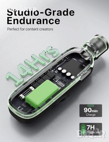 Безжичен лавалиер микрофон, предаване от 30 метра, всепосочен звук, съвместим с iPhone и Android, снимка 4 - Друга електроника - 52145428