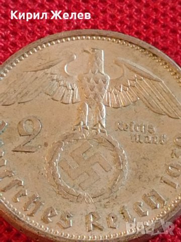 Сребърна монета 2 райхсмарки 1939г. Нацистка Германия Трети Райх с СХВАСТИКА за КОЛЕКЦИЯ 42063, снимка 3 - Нумизматика и бонистика - 43798602