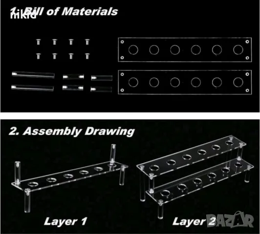 12 дупки правоъгълна прозрачна Пластмасова Акрилна стойка поставка стелаж фунийки сладолед сладоледи, снимка 4 - Други - 48986750