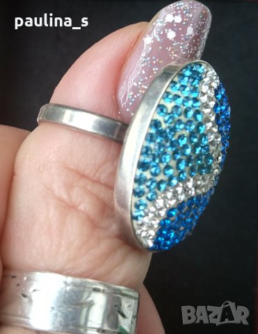 Сребърен пръстен с камъни "Swarovski" / проба 925 и печат Житен клас , снимка 10 - Пръстени - 29064168