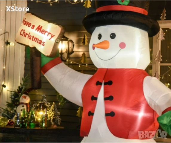 Снежен човек,надуваем,LED светлини,многоцветен, снимка 2 - Декорация за дома - 52441608
