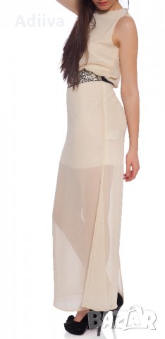 TFNC London Нова дълга рокля без ръкав с пайети шампанско , снимка 5 - Рокли - 28788476