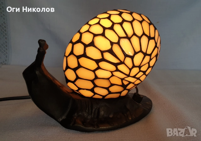 Настолна лампа тип Тифани  с форма охлюв , снимка 6 - Антикварни и старинни предмети - 51708825