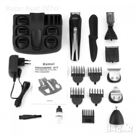 Машинка за подстригване и бръснене-комплект 11 части KEMEI KM-600 , снимка 2 - Машинки за подстригване - 36838317