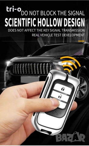 Кутия за автомобилни ключове от цинкова сплав и кожа, с държач за ключ за Honda, снимка 3 - Аксесоари и консумативи - 52184211