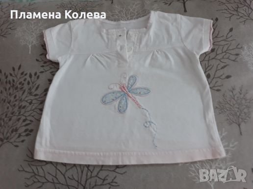 Блузка с къс ръкав размер 74см, снимка 1 - Бебешки блузки - 26412706
