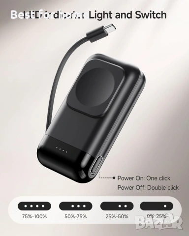 2 в 1 преносимо зарядно за Galaxy Watch 8/8 , снимка 5 - Друга електроника - 53249891