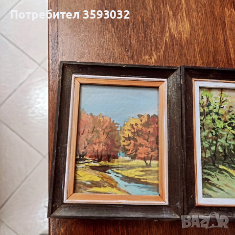 три миниатюрни пейзажа на художника Манол Данев , снимка 3 - Картини - 44878726