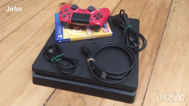 PS 4 slim 500 гб + Джойстик + Mortal Kombat 11 + Кабели | Почистена | PS4 , снимка 3 - PlayStation конзоли - 50968175