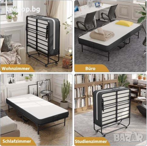 Сгъваемо легло 90x200 см с матрак от пяна с дебелина 10 см, снимка 4 - Спални и легла - 52352209