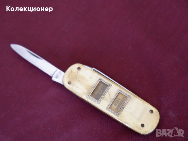 Уникално швейцарско ножче с автоматични механизми за сменящите се реклами,седеф, снимка 5 - Антикварни и старинни предмети - 32344086