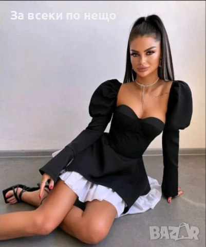 Ефектна Дамска Рокля В Черно И Бяло Код S215