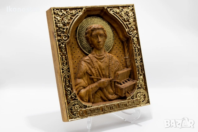 Релефна икона на Свети великомъченик Пантелеймон, снимка 2 - Икони - 53224721