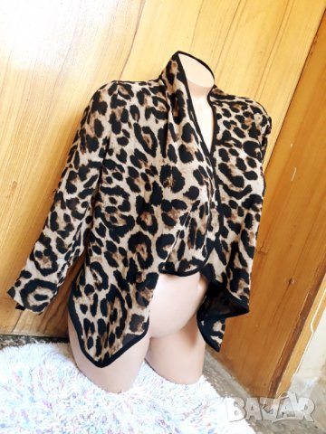 Късо леопардово сако от шифон С, снимка 3 - Сака - 32975137