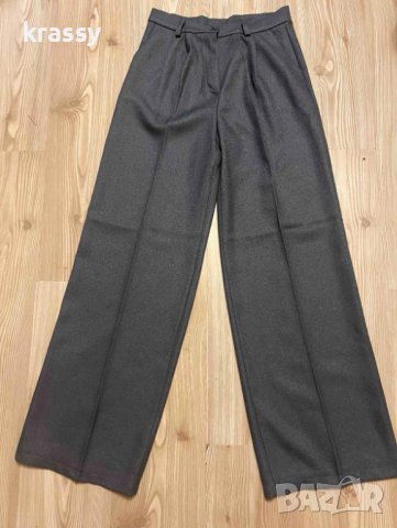 НОВ прав дамски панталон с широки крачоли в сиво и черно  (размер М), снимка 2 - Други - 43448407