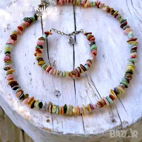 Комплект от колие и гривна с Естествен Седеф 