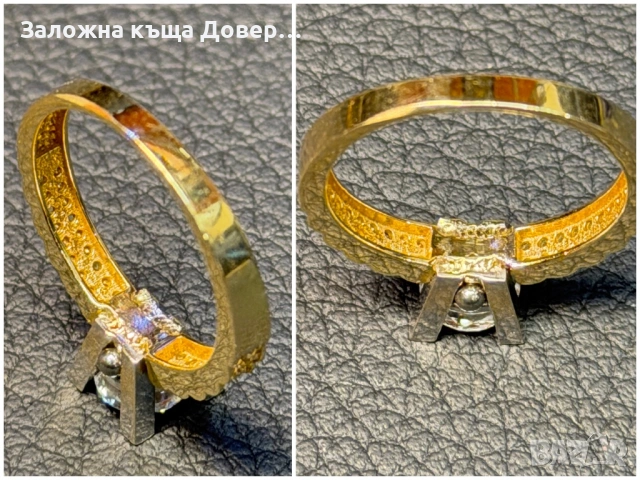 Златна Венчална халка  пръстен кубичен циркон ЧИСТО НОВ Gold halka venchalna prasten, снимка 9 - Пръстени - 53360189