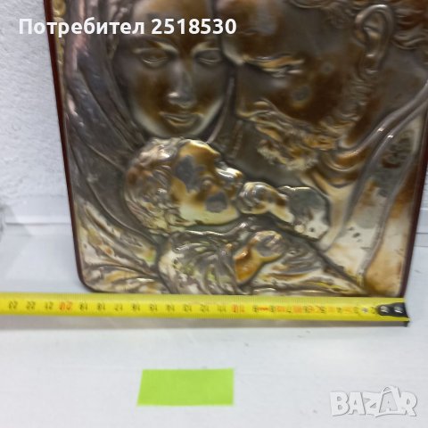 Голяма посребрена икона, снимка 6 - Антикварни и старинни предмети - 40096837