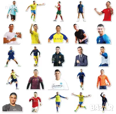 50 бр Родалдо футбол футболни самозалепващи лепенки стикери за украса декор картонена торта и др, снимка 4 - Други - 49937399