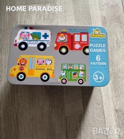 Образователен комплект в кутия от 30 пъзела с колички, снимка 4 - Образователни игри - 52454913