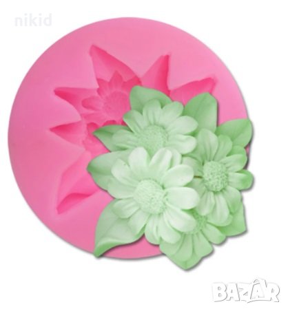 3d Хризантеми лайка маргаритки гербери силиконов молд форма фондан шоколад гипс смола гипс свещ, снимка 3 - Форми - 32783960