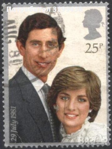 Клеймована марка Сватбата на Принц Чарлз и Даяна 1981 от Великобритания , снимка 1 - Филателия - 37956265