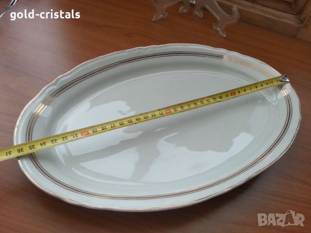 Стар български порцелан плато елипса, снимка 2 - Антикварни и старинни предмети - 33624711