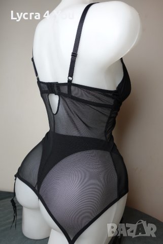 Petite Fleur 75В/C луксозен черен корсет с пришити/вградени жартиери, снимка 8 - Бельо - 43291706