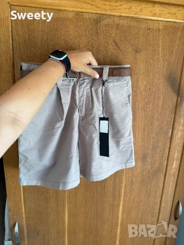 Replay чино къси панталони с висока талия в бежово кафяво, снимка 3 - Къси панталони и бермуди - 52321897