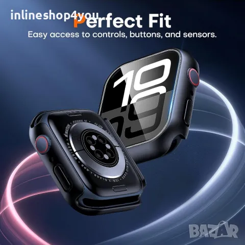 Кейс + Стъклен Протектор за Apple Watch Series 9 - 41mm и 45mm, снимка 3 - Калъфи, кейсове - 48359692