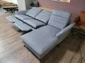 Сив ъглов диван от плат "HUKLA Interliving" с ел. релакс механизъм, снимка 4
