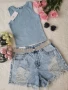 Дамски Къси Дънкови Панталони С Камъни И Накъсан Ефект🔝Дамски Къси Дънки С Накъсан Ефект Код BS-37, снимка 1