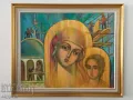 Картина,,Градежа  на храма в Пампорово", снимка 1