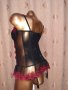 80 D Черен, прозрачен, еластичен корсет с жартиери , снимка 6
