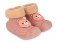 Полски бебешки обувки чорапки, Розови с мече, снимка 1 - Бебешки обувки - 38649187