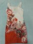 Луксозна рокля- бяла във високата част и червена в долната част с принт от рози диагонална граница, снимка 7