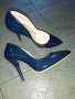 Дамски тъмно сини обувки на висок ток, снимка 4