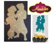 Жасмин и Аладин и Вълшебната лампа златист брокатен мек топер украса декор за торта, снимка 1 - Други - 28183113