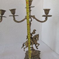 2 бр. свещник с рицар, месинг бронз метал, свещници фигура малка пластика, снимка 5 - Статуетки - 28963323