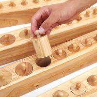 Дървени цилиндри теглилки с дръжки професионални Монтесори материали, снимка 1 - Образователни игри - 38857558