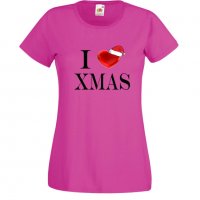 Дамска тениска Коледа I Love XMAS, снимка 4 - Тениски - 34691102