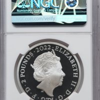 2022 George I 1oz (31.1г) £2 Сребърна Монета - NGC PF70 - Ограничено Издание 1250 - Great Britain, снимка 2 - Нумизматика и бонистика - 43893512