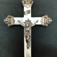 Античен френски кръст-седеф и сребро, снимка 5 - Антикварни и старинни предмети - 43407673