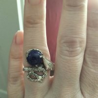 Авторски сребърен пръстен с лазурит , снимка 2 - Пръстени - 28760857