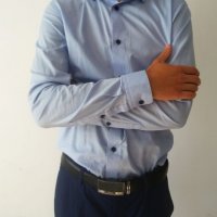 Мъжка риза светло син цвят, снимка 2 - Ризи - 26253587
